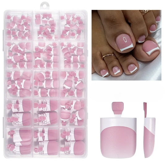 French-Tip Toenail Press-Ons
