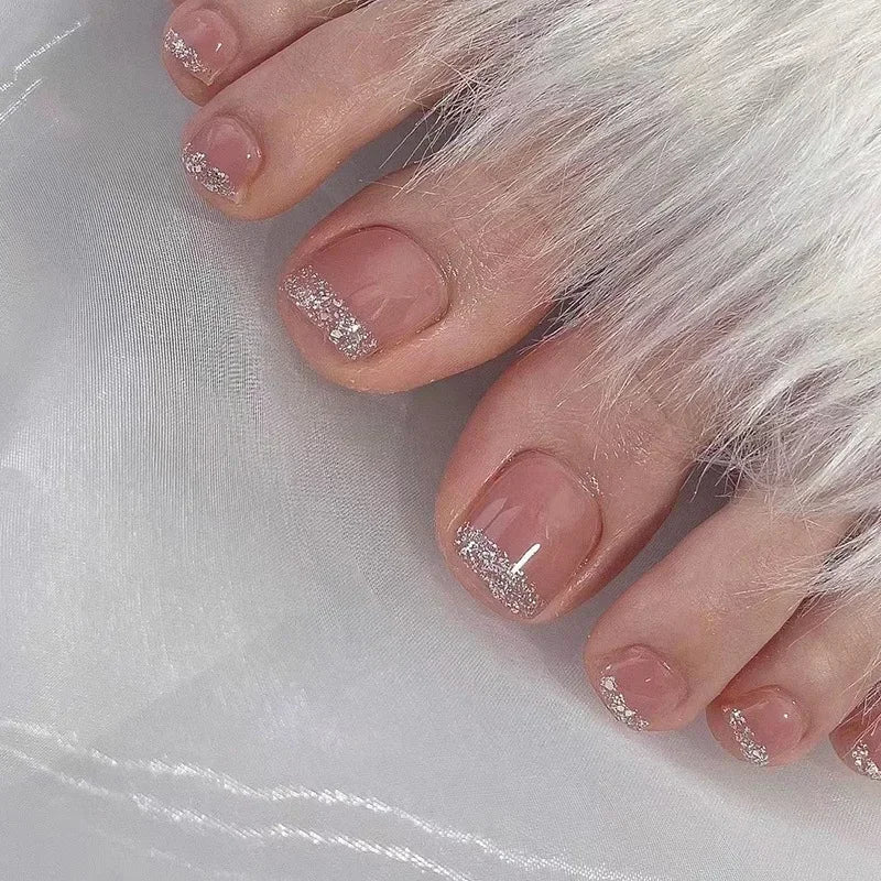 Iridescent/Cateye Toenail Press Ons with Glue