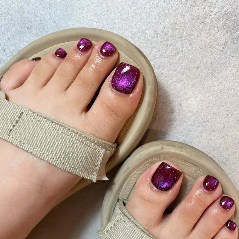Iridescent/Cateye Toenail Press Ons with Glue