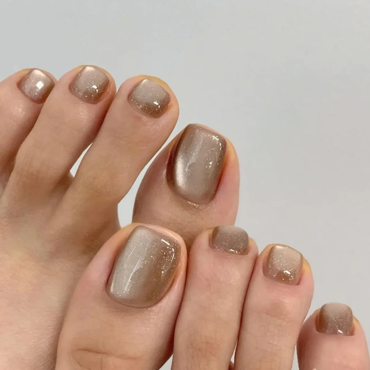Iridescent/Cateye Toenail Press Ons with Glue